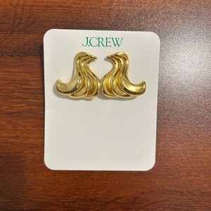 NWOT J Crew Sculptural squiggle earrings, Gold Hypoallergenic Ear Post